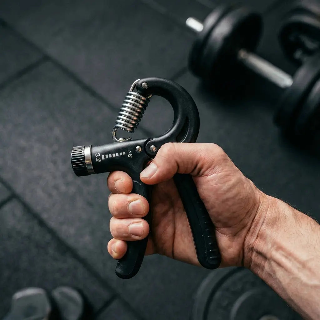 Main serrant un grip trainer pour renforcer les avant-bras